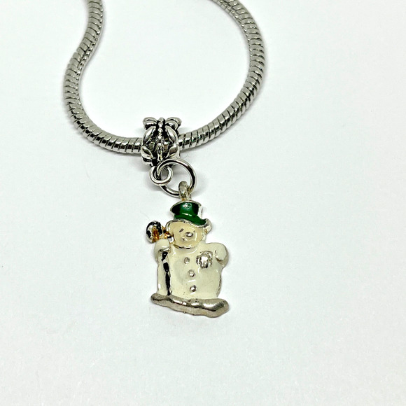 Vintage Frosty Snowman Christmas Charm Pendant Dangle for European Bracelet - Picture 1 of 3